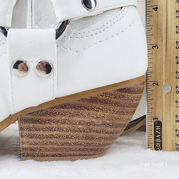 Western Rider Cut Harness White Leatherette Cowboy Pull On Country Cowgirl Boots - Picture 11 of 11